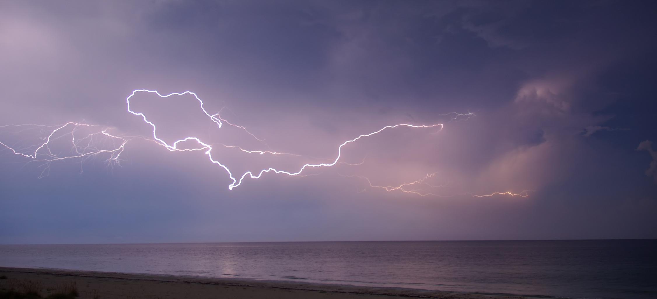 horizontal lightning in the sky near Anna Maria Island